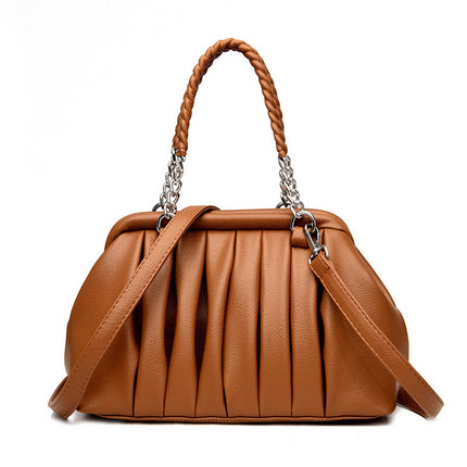 Nouveau sac en cuir tissé plissé de grande capacité à la mode