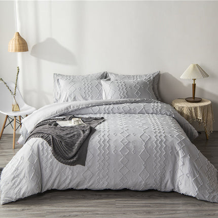 Artistic Bohemian Quilt Cover Set on bed with cozy and vibrant design.