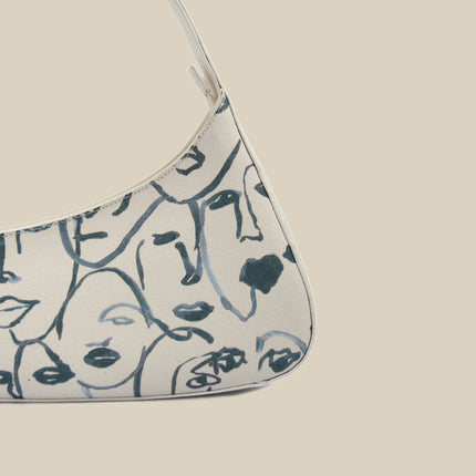 Sac à bandoulière en toile vintage - Blanc, bandoulière simple, style décontracté