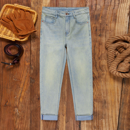 Casual Retro Korean Style Slim-Fitting Ankle-Tied Stretch Men's Jeans