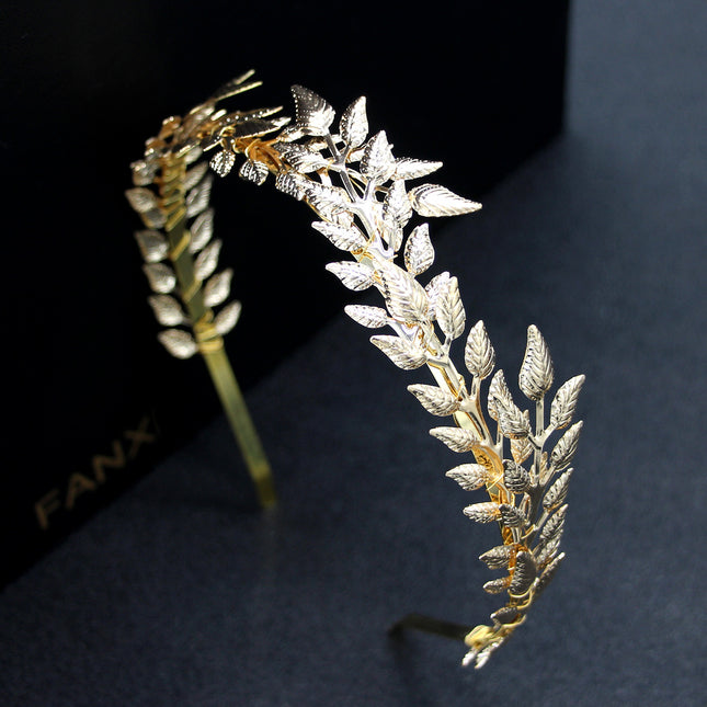 Bandeau de mariée en feuille d'or Couronne en alliage