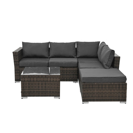 Ensemble de meubles de patio 4 pièces avec table en verre trempé
