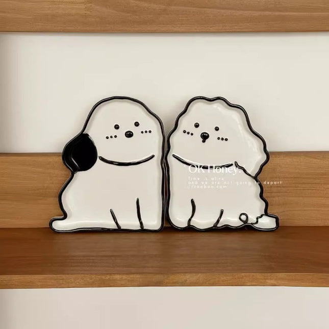 Cute Cartoon Puppy Dog Ceramic Dinner Plate