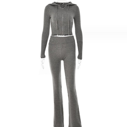 Ensemble pull à manches longues et pantalon long taille haute