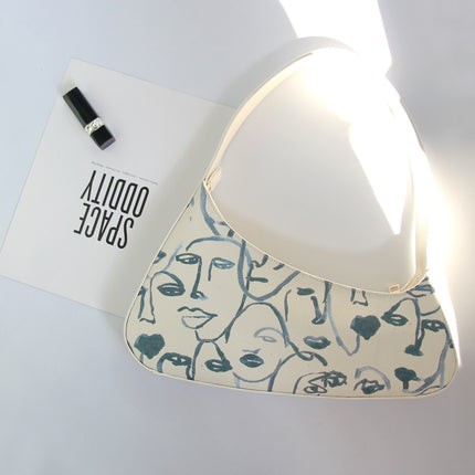 Sac à bandoulière en toile vintage - Blanc, bandoulière simple, style décontracté
