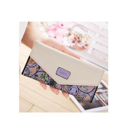 Portefeuille en cuir PU brodé floral pour femme BIRDS