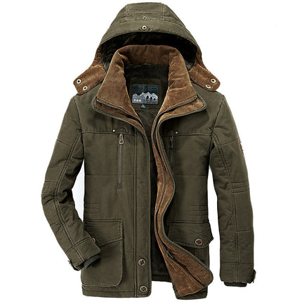 Veste épaisse en coton à capuche multi-poches pour homme