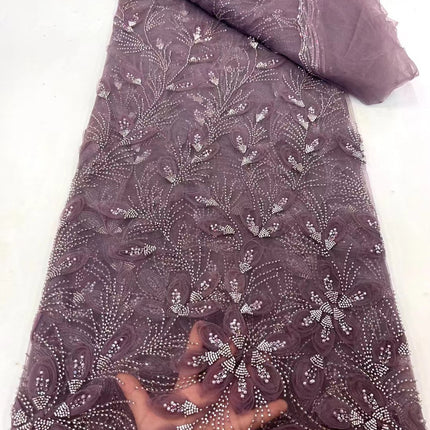Ribbon Flower Beaded Tulle Lace Fabric Cocktail Dress