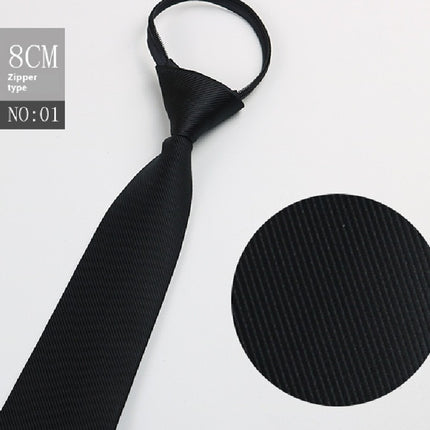 Black Men's Striped Blue Business Lazy Zip Tie