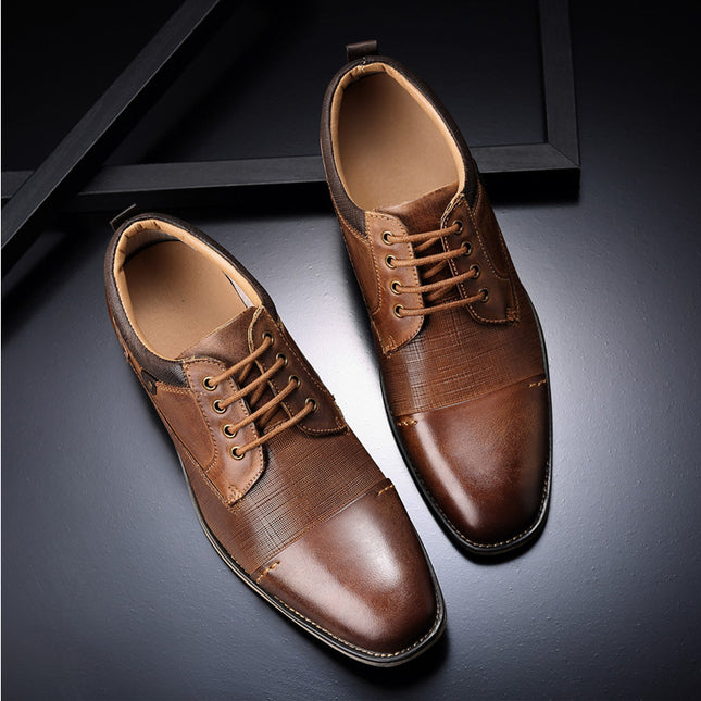 Men's Brown Leather Formal Shoes with Rubber Sole