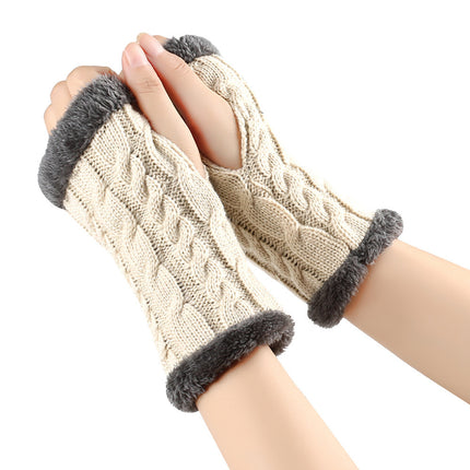Gants moelleux doublés de polaire, tricotés torsadés, fuites de doigts