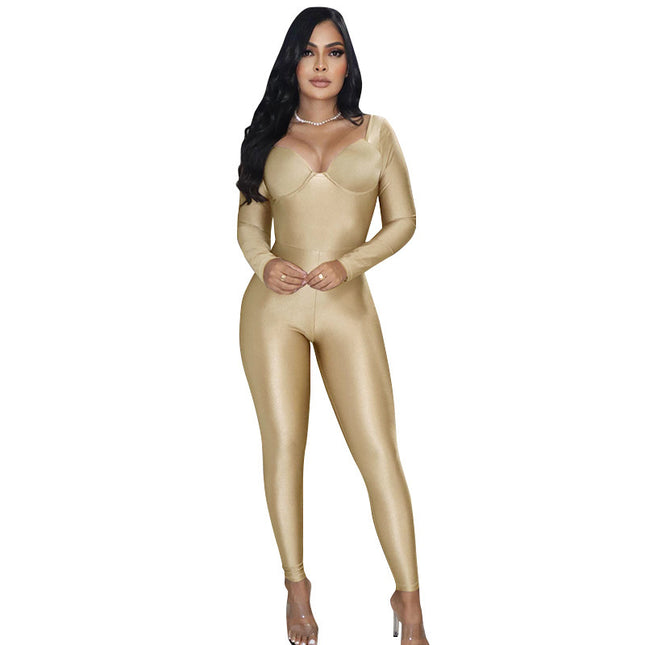 Silky Long Sleeve Hip-Lifting Romper