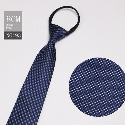 Black Men's Striped Blue Business Lazy Zip Tie