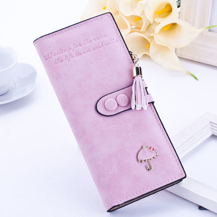 Fashionable Lady's PU Umbrella Purse Wallet – Korean Style Long Zipper Handbag