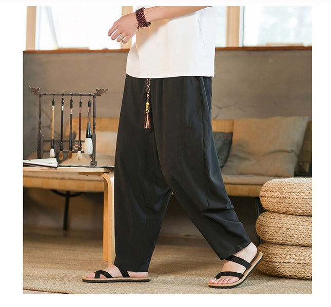 New Chinese Style Men's Yamamoto Yaosi Ice Silk Drape Profile Harem Pants