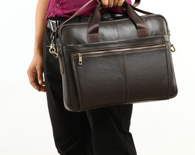 Genuine Leather Retro Men's Business Briefcase