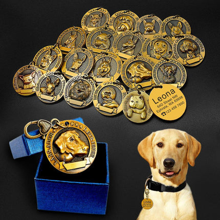 Médaille d'identification pour chien gravée en métal personnalisée Carte d'identité anti-perte