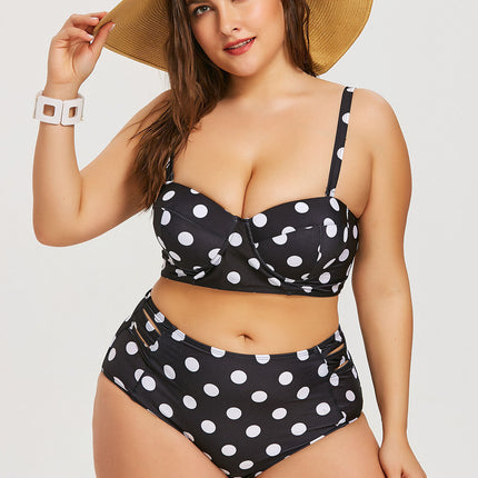 Retro Polka Dot High-rise Bikini Swimsuit