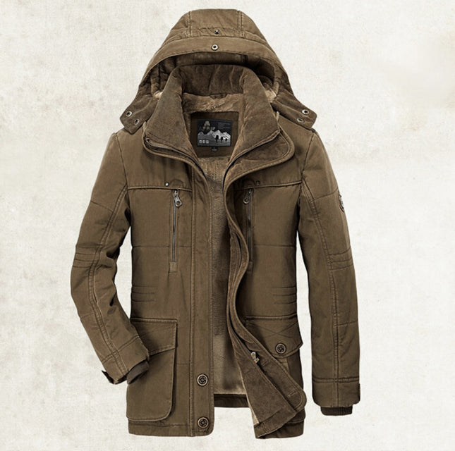 Thickened Multi-Pocket Hooded Men’s Cotton Jacket