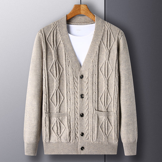 Men's Loose Rhombus Knit Cardigan