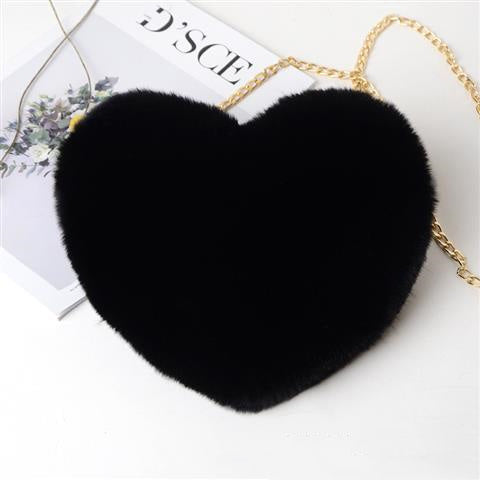 Sac à bandoulière en peluche en forme de cœur pour femme – Accessoire de fête de la Saint-Valentin