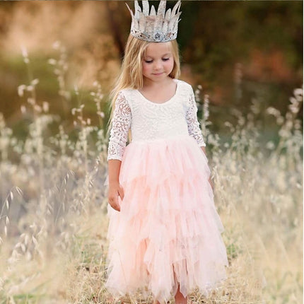 Robe à manches longues en dentelle pour enfants