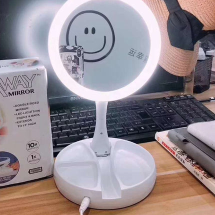 LED Foldable Vanity Mirror with USB Charging