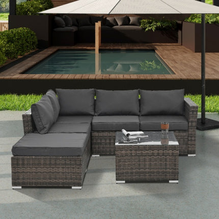 Ensemble de meubles de patio 4 pièces avec table en verre trempé