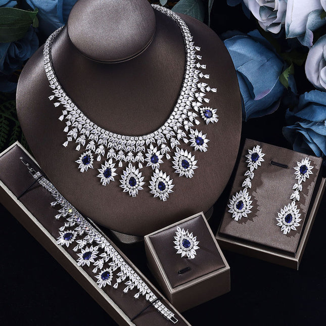 Ensemble de bijoux de mariage avec collier et boucles d'oreilles