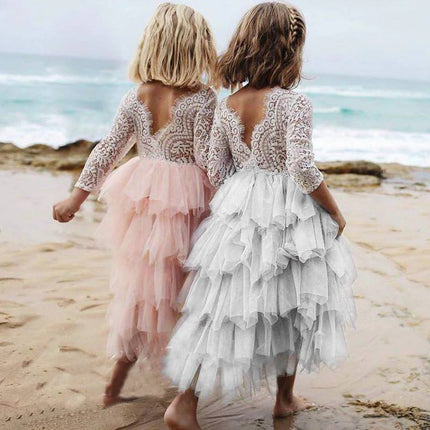Robe à manches longues en dentelle pour enfants