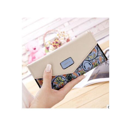 Portefeuille en cuir PU brodé floral pour femme BIRDS