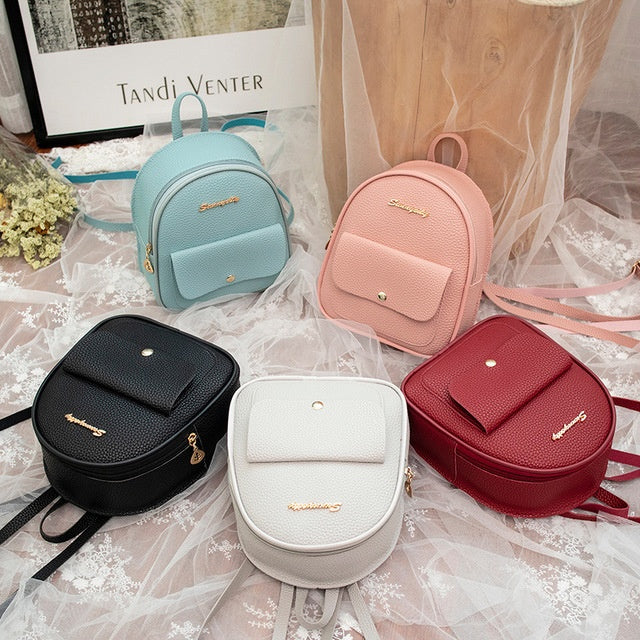 Sac à dos tendance en cuir PU pour femme, petit format, pour les voyages et l'école