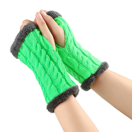 Gants moelleux doublés de polaire, tricotés torsadés, fuites de doigts