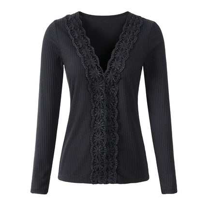 Lace Long Sleeve Slim Fit Top