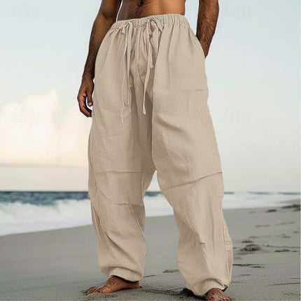 Beach Straight-leg Pants Plain Color Comfortable Daily Street