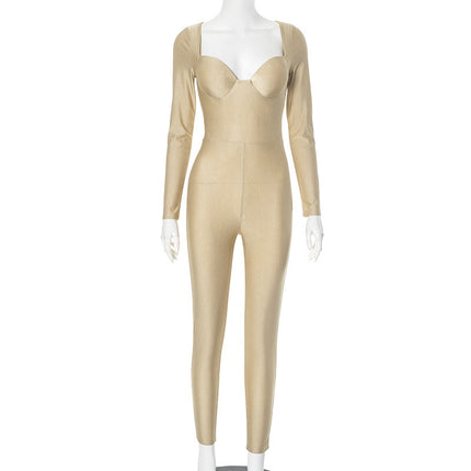 Silky Long Sleeve Hip-Lifting Romper
