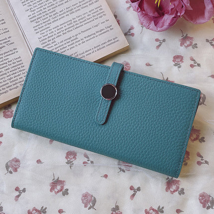 Luxury Genuine Leather Women's Wallet – Lychee Pattern, Long Hasp Coin Purse