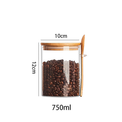Wood Spoon Glass Storage Tank Set