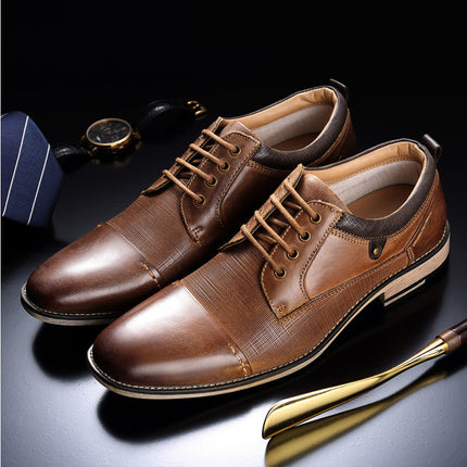 Men's Brown Leather Formal Shoes with Rubber Sole
