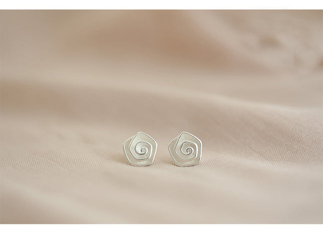 Sterling Silver Spiral Flower Stud Earrings