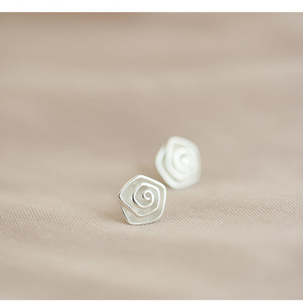 Sterling Silver Spiral Flower Stud Earrings