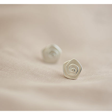 Sterling Silver Spiral Flower Stud Earrings