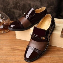 Men's Business Casual Leather Shoes – High-Quality Patent Leather, Breathable & Comfortable