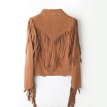 Lapel Tassel Motorcycle Short Jacket