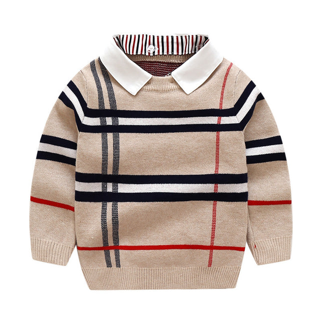 Pull jacquard à carreaux pour garçon