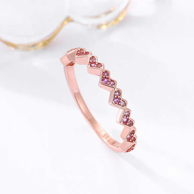 Silver Heart Zircon Ring