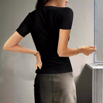 Button Ribbed Slim-Fit Sweater