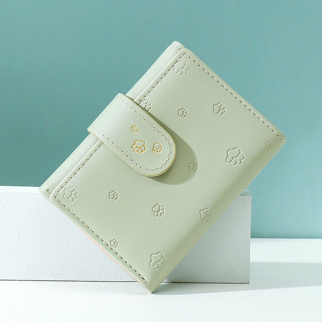 Fashion Small Paw Print Wallet for Women – Soft PU Leather Card Holder Purses