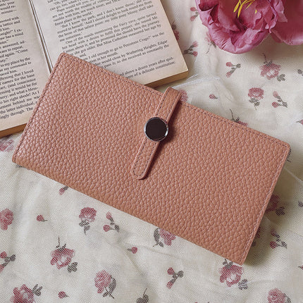Luxury Genuine Leather Women's Wallet – Lychee Pattern, Long Hasp Coin Purse