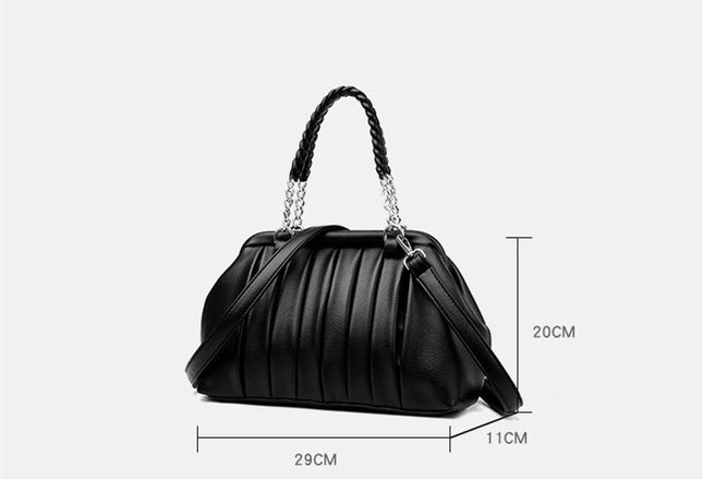 Nouveau sac en cuir tissé plissé de grande capacité à la mode